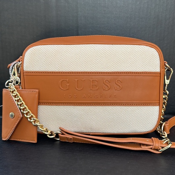 New GUESS Maya Color-Block Canvas Crossbody - Picture 1 of 6